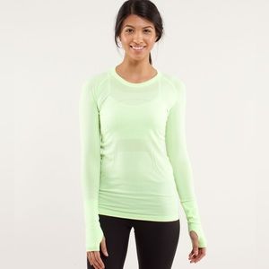 LULULEMON Run Swiftly Tech Long Sleeve Top Lime Green Yellow Sz 8